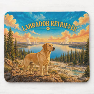 Tapis De Souris Labrador Retriever, eau vintage du lac de Yellowst
