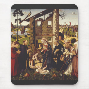 Tapis De Souris L'adoration de l'enfant avec les saints et les don