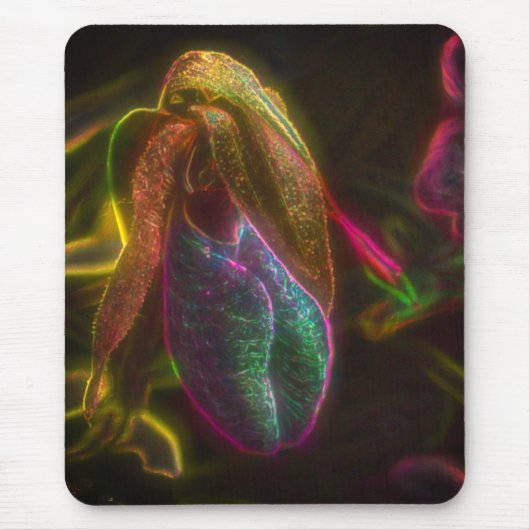 Tapis De Souris Lady Slipper Orchid Abstrait Flower Art (Devant)