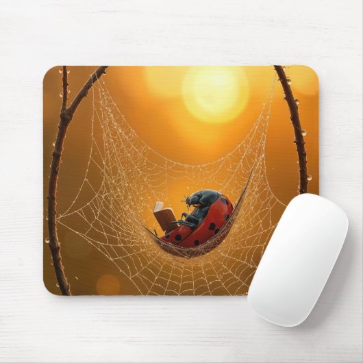 Tapis De Souris Ladybug in a Spider Web Hammock (Avec souris)