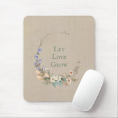 Tapis De Souris Laisser l'amour développer Script Floral Whimsy Pl (Avec souris)