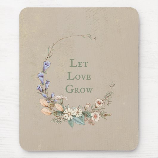 Tapis De Souris Laisser l'amour développer Script Floral Whimsy Pl (Devant)