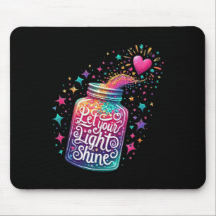 Tapis De Souris Laissez Votre Lumière Briller Colorée Étoiles Coeu