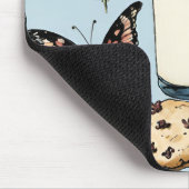 Tapis De Souris Lait et biscuits à fleurs et papillons bleu (Coin)