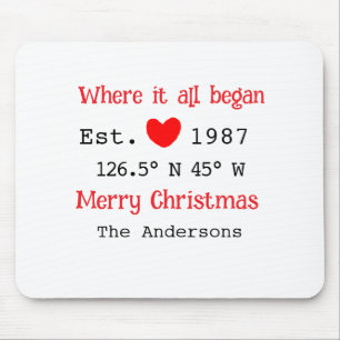 Tapis De Souris Lake house et. Date année coordonnées personnalisé