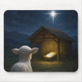 Tapis De Souris Lamb Gazing at Baby Jesus In a Manger (Devant)