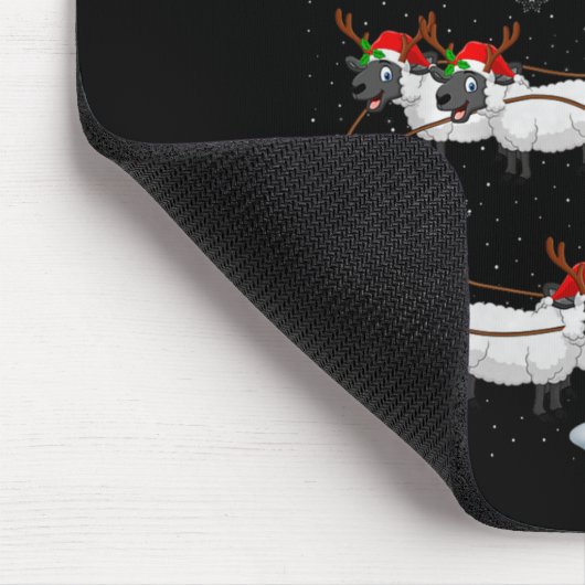 Tapis De Souris Lambs Sheep Santa Sleigh Flying Funny Magical Chri (Coin)