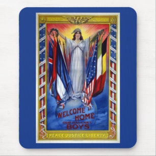 Tapis De Souris L'Amérique patriotique vintage, Paix Justice Liber