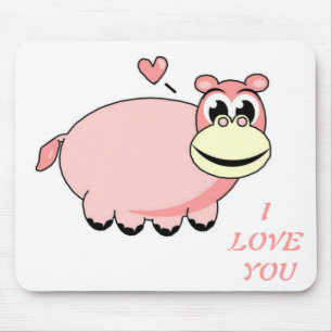 Tapis De Souris L'amour hippo rose