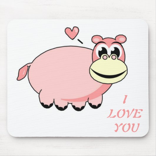 Tapis De Souris L'amour hippo rose (Devant)