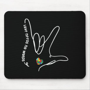 Tapis De Souris L'amour n'a pas besoin de mots ASL Puzzle pièce co