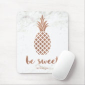 Tapis De Souris L'ananas de rose rose sur le marbre blanc | soit (Avec souris)