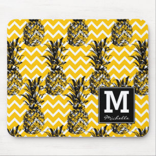 Tapis De Souris L'ananas zigzague monogramme de
