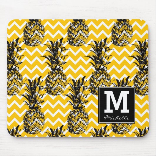 Tapis De Souris L'ananas zigzague monogramme de | (Devant)