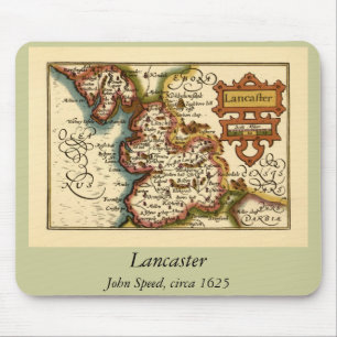 Tapis De Souris Lancashire Comté Angleterre Ancien Antiquaire Cart