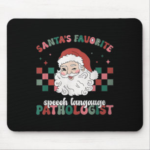 Tapis De Souris Langage de discours préféré de Santa rétro Noël S