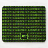 Tapis De Souris Langue de programmation : Binary & Your Initials N (Devant)