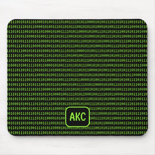 Tapis De Souris Langue de programmation : Binary & Your Initials N (Devant)