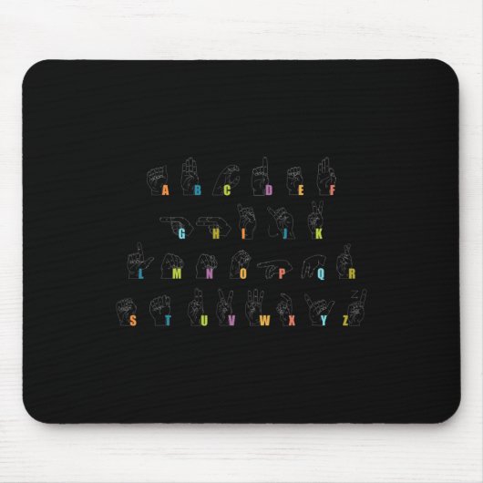 Tapis De Souris Langue des signes Alphabet Design Sensibilisation (Devant)