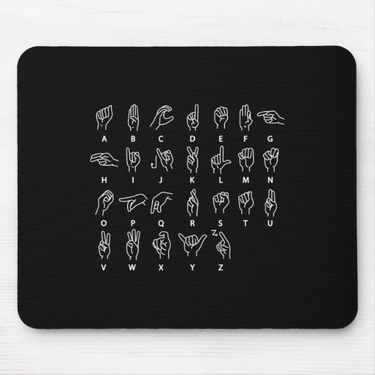Tapis De Souris Langue des signes Alphabet Sourd Mute ASL Sourds (Devant)