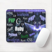 Tapis De Souris Langues de programmation bleu (Avec souris)