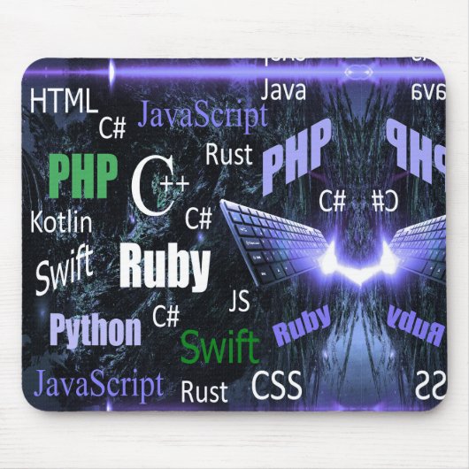 Tapis De Souris Langues de programmation bleu (Devant)