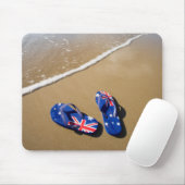 Tapis De Souris Lanières australiennes de drapeau sur la plage | (Avec souris)