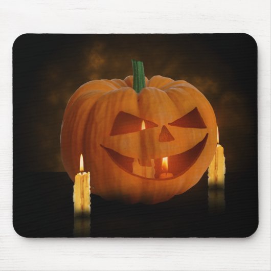 Tapis De Souris Lanterne Citrouille d'Halloween avec bougies (Devant)