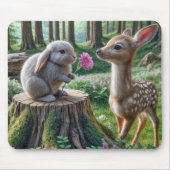 Tapis De Souris Lapin à oreille de disquette avec une fleur et un  (Devant)