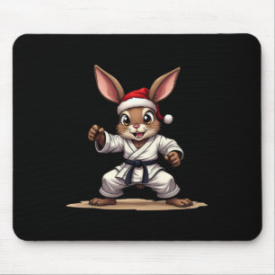 Tapis De Souris Lapin Animal Drôle En Uniforme Karate Pour Christm