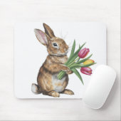 Tapis De Souris Lapin Avec Bouquet Tulip (Avec souris)