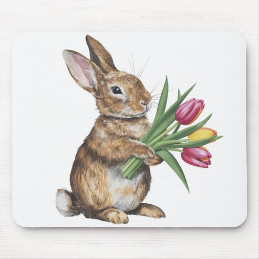 Tapis De Souris Lapin Avec Bouquet Tulip (Devant)