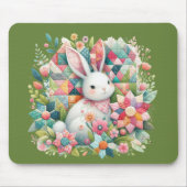 Tapis De Souris Lapin avec courtepointe et fleurs (Devant)