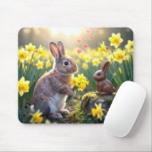 Tapis De Souris Lapin avec des jonquilles pour lapin de Pâques en  (Avec souris)