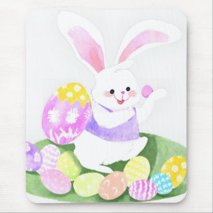 Tapis De Souris lapin avec oeufs de pâques