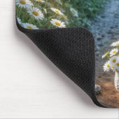 Tapis De Souris Lapin avec un panier de marguerites blanches (Coin)