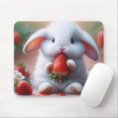 Tapis De Souris Lapin Blanc À La Fraise Juteuse (Avec souris)