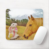 Tapis De Souris Lapin blanc et Cheval jaune (Avec souris)