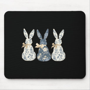 Tapis De Souris Lapin Bleu Floral Mignon Joyeux Jour de Pâques Coq