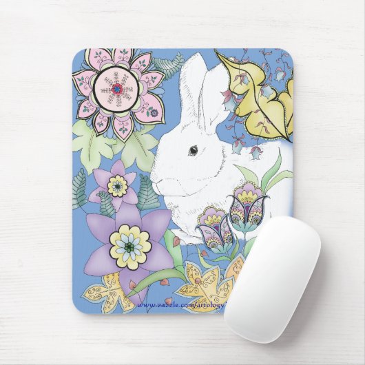 Tapis De Souris Lapin bleu Mousepad (Avec souris)