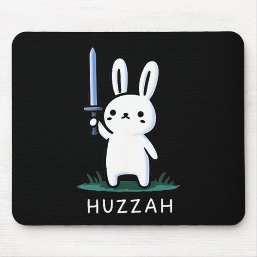 Tapis De Souris Lapin Chevalier Hourra Drôle Épée Graphisme (Devant)