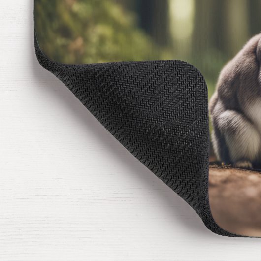 Tapis De Souris Lapin Dans Une Forêt Avec Un Livre (Coin)
