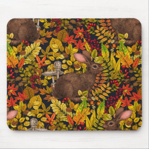 Tapis De Souris Lapin d'automne en noir