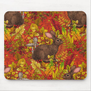Tapis De Souris Lapin d'automne en rouge
