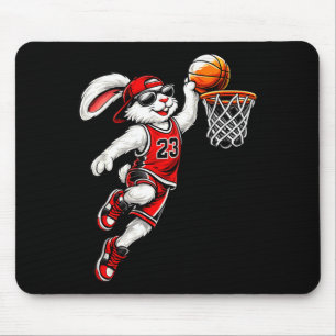 Tapis De Souris Lapin de basket de Pâques drôle de dunking Sport
