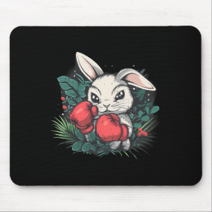Tapis De Souris Lapin de boxe avec gants de boxe Kickboxing Drôle