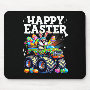 Tapis De Souris Lapin de Pâques drôle et heureux de camion monstre