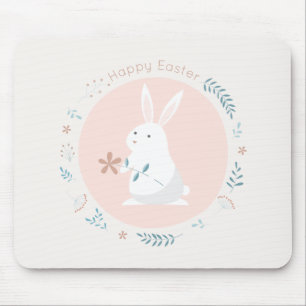 Tapis De Souris Lapin de Pâques floral simple   Mousepad