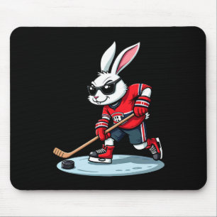 Tapis De Souris Lapin de Pâques jouant au hockey