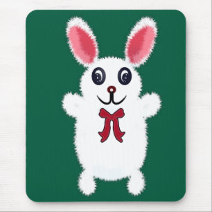 Tapis De Souris Lapin de Pâques Mignon, Doux et Blanc avec un Nœud